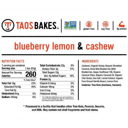 Blueberry Lemon & Cashew Bars by Taos Bakes