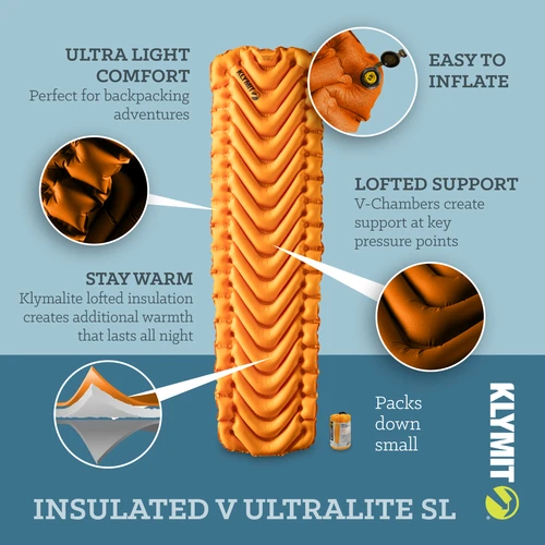 Insulated Static V Lite Sleeping Pad by Klymit