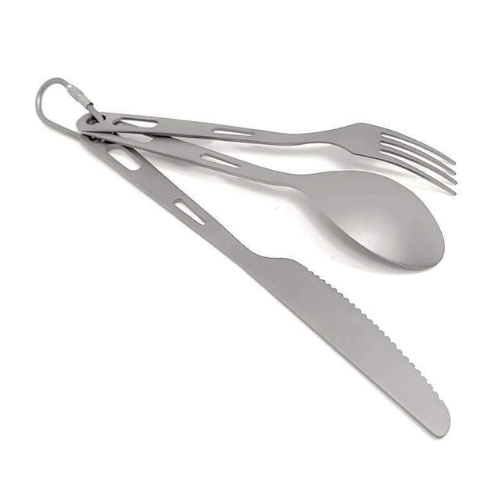 Titanium 3 Piece Cutlery Set (Knife, Fork and Spoon) by SilverAnt